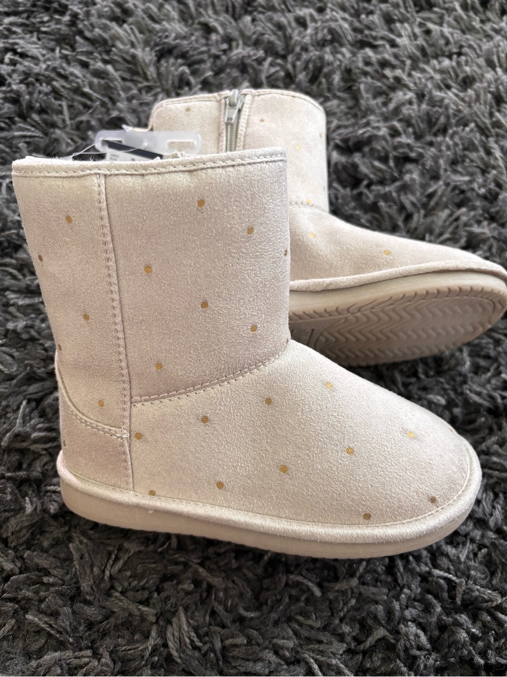 OshKosh B'gosh Beige Boots with Gold Dots